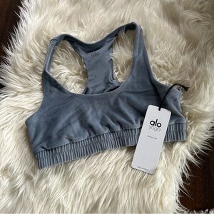 Alo Velour Glimmer Scoop Neck Bra